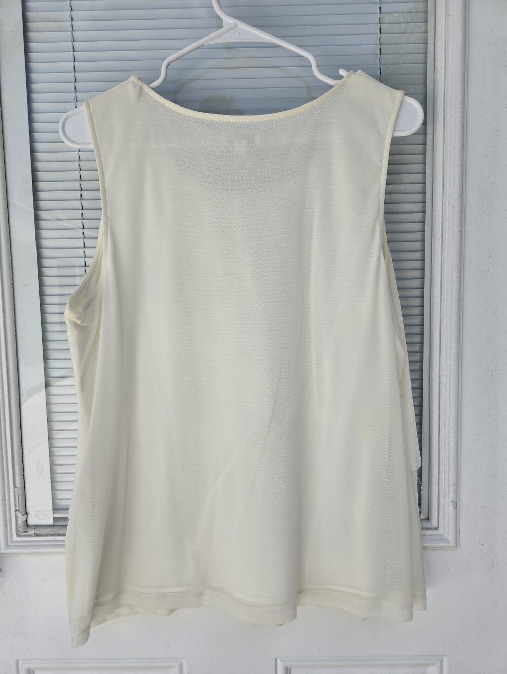 Chicos Sleeveless Ruffle Layered Tank Top - Cream - Picture 4 of 5